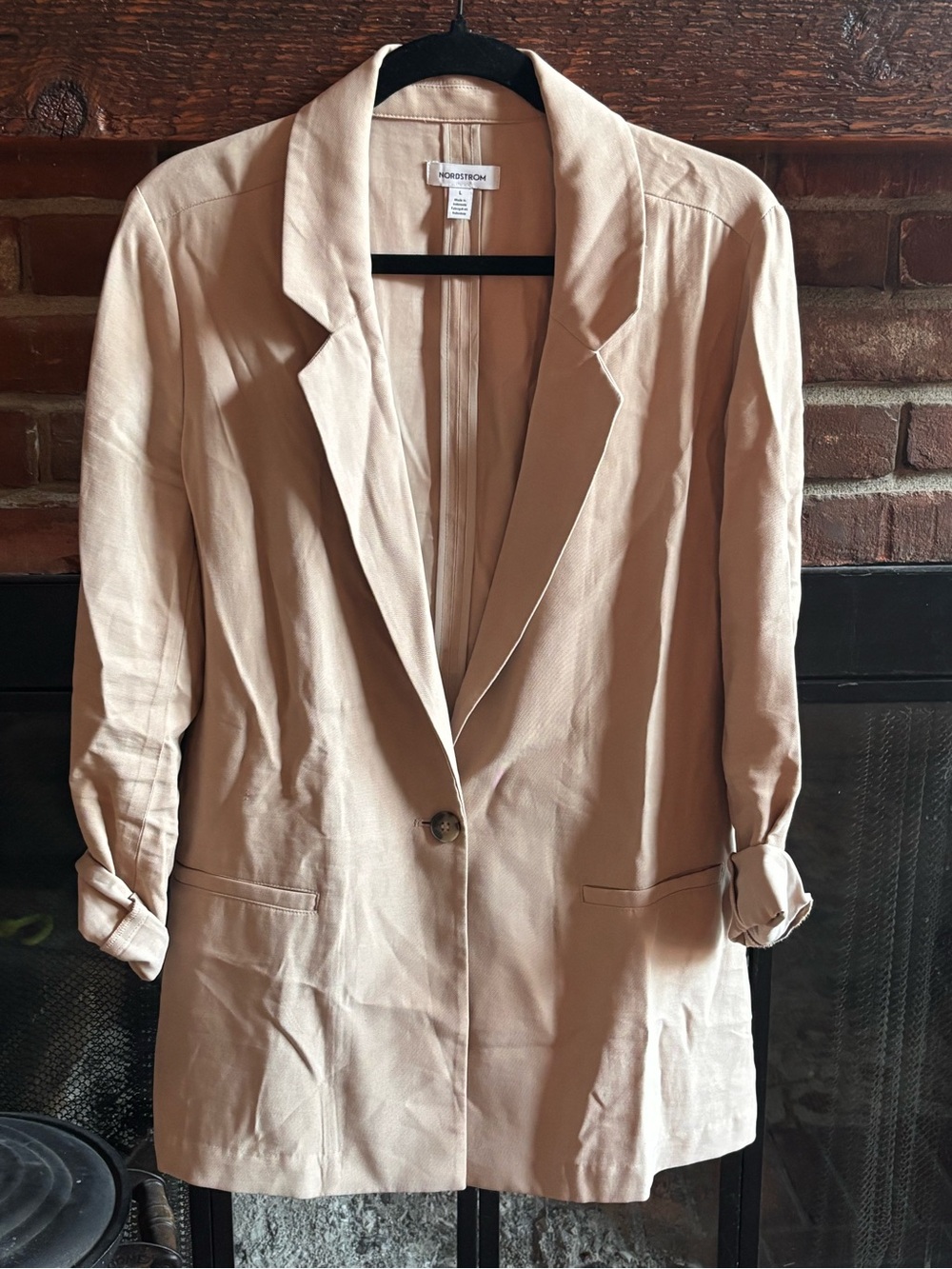 Nordstrom Tan Lightweight Relaxed Fit Blazer Jacket Size L